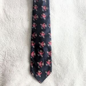 Polo Ralph Lauren Navy Silk Tie - Iconic Polo Bear Flag Sweater Motif